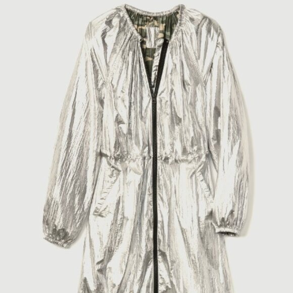 NWT GAP Women Size M, Metallic Parachute Lightweight Parka, Silver - Picture 4 of 11